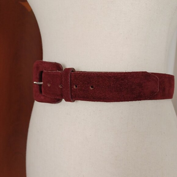 Vintage Burgundy Suede Belt, 28 - 31", Medium - Picture 2 of 8